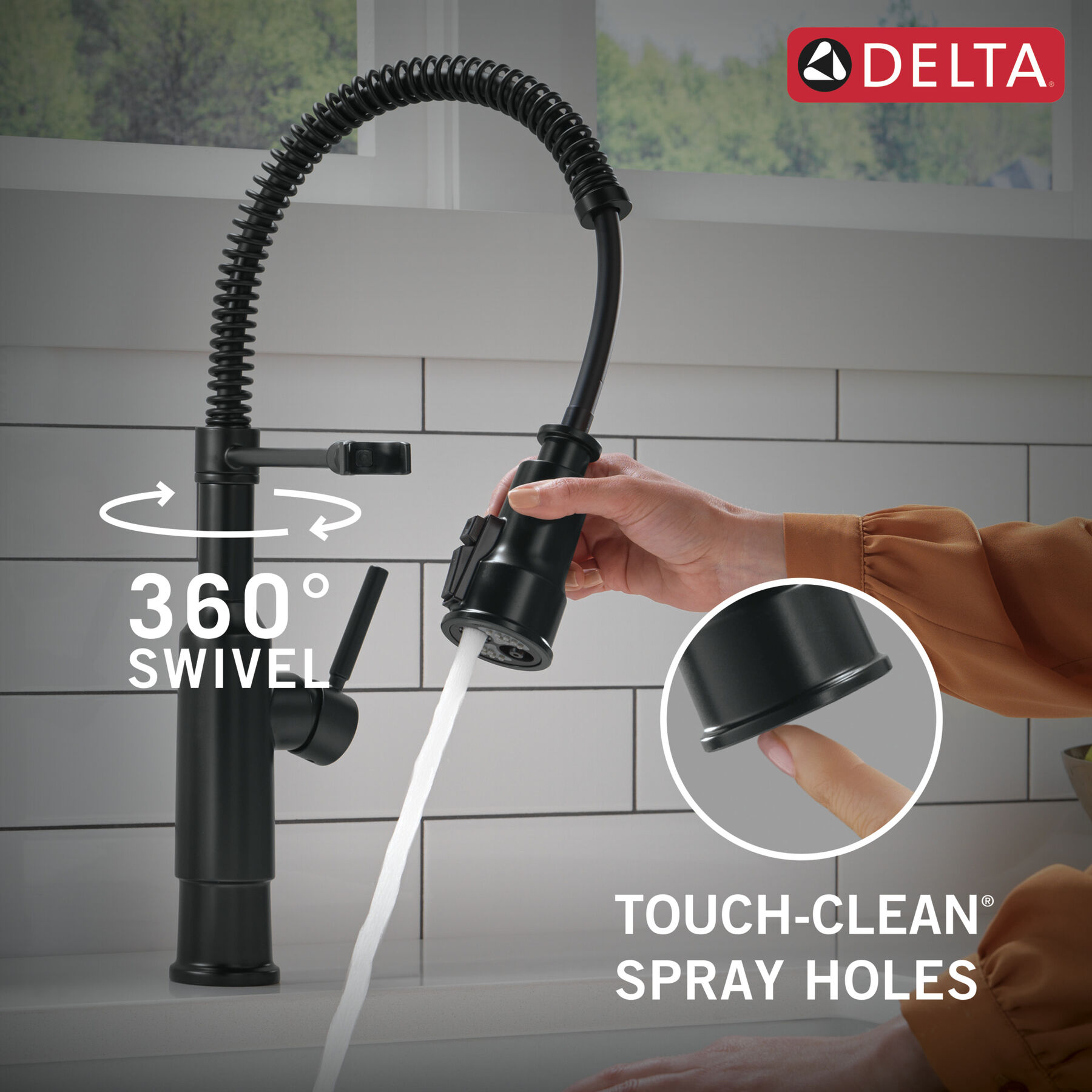 Single-Handle Pull-Down Spring Kitchen Faucet, image 5