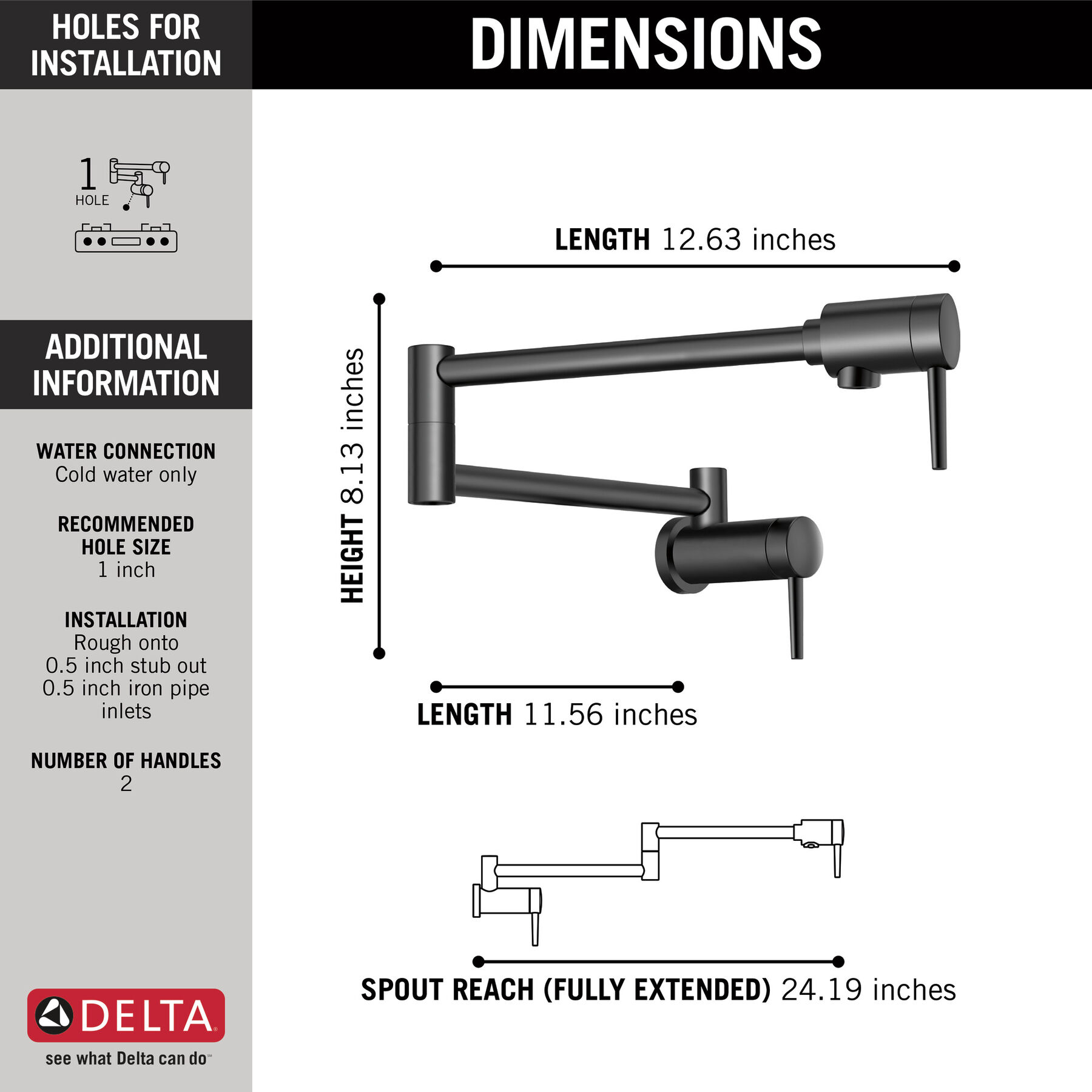Llave para llenar ollas contemporánea para montaje en pared, imagen 1