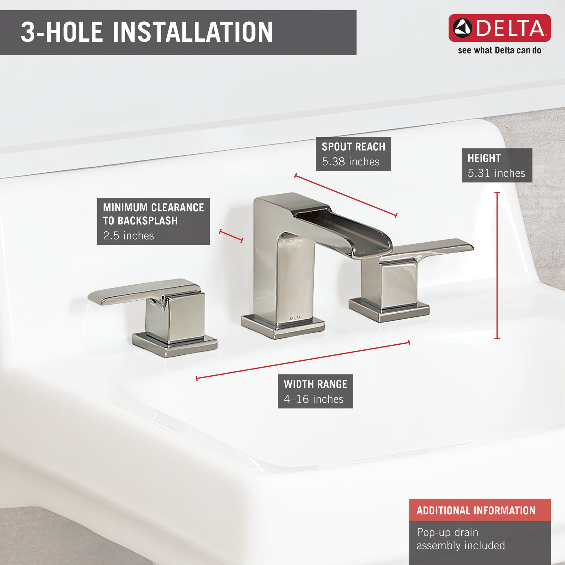 Llave para baño acanalada de extensión con dos manijas, imagen 3