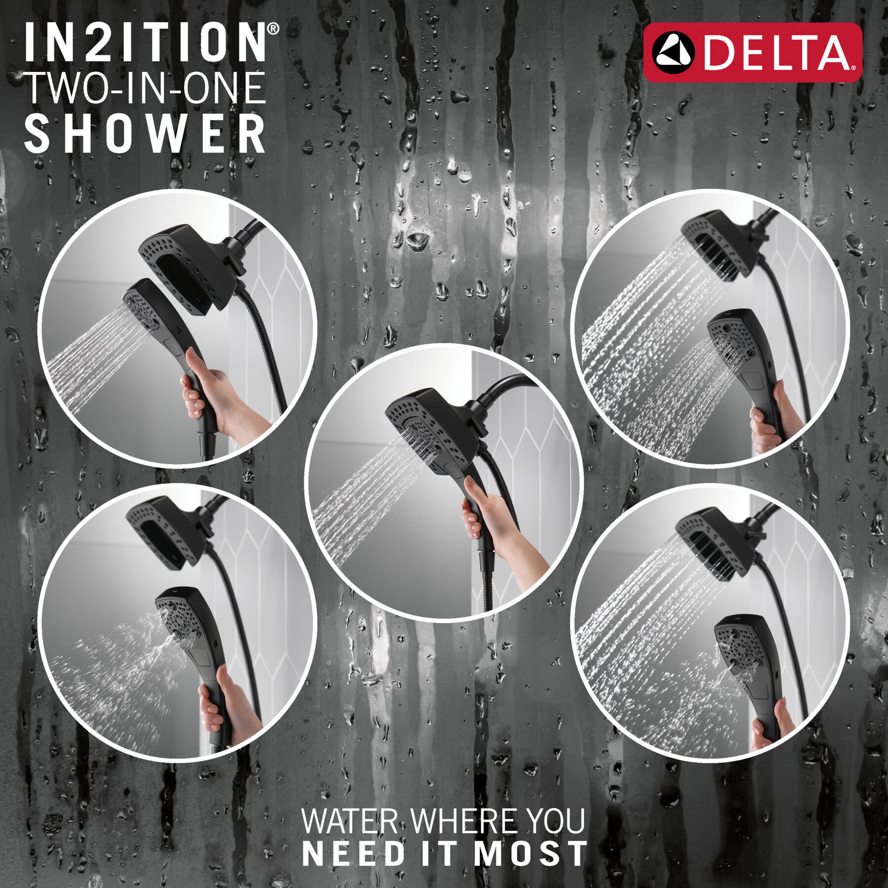 Ducha y ducha manual In2ition H2O de 2.5 GPM con MagnaTite 5S (producto recertificado), imagen 2