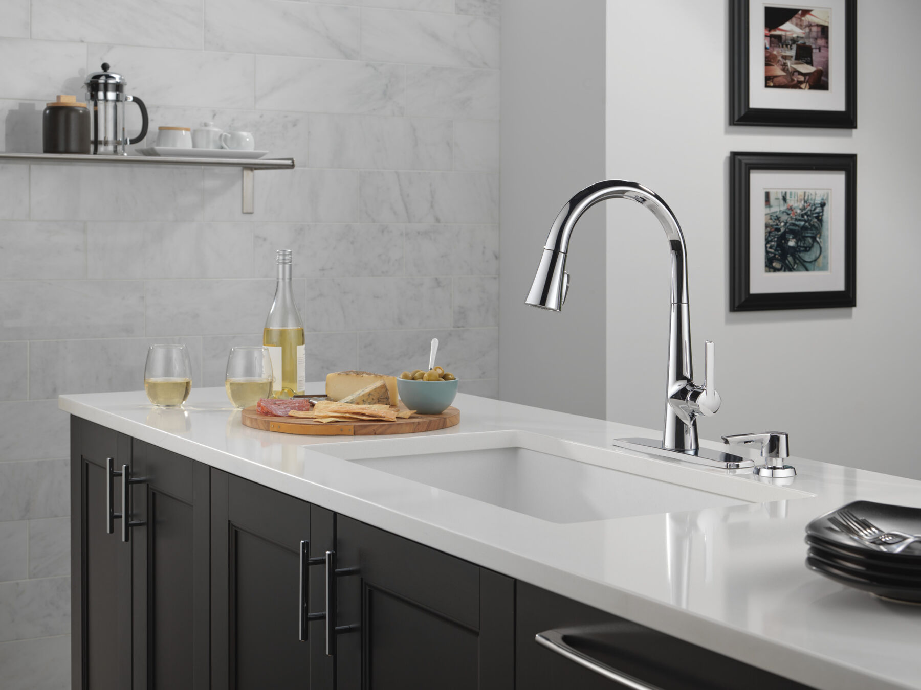 Llave para cocina monomando extensible con dispensador de jabón y tecnología ShieldSpray®, imagen 2