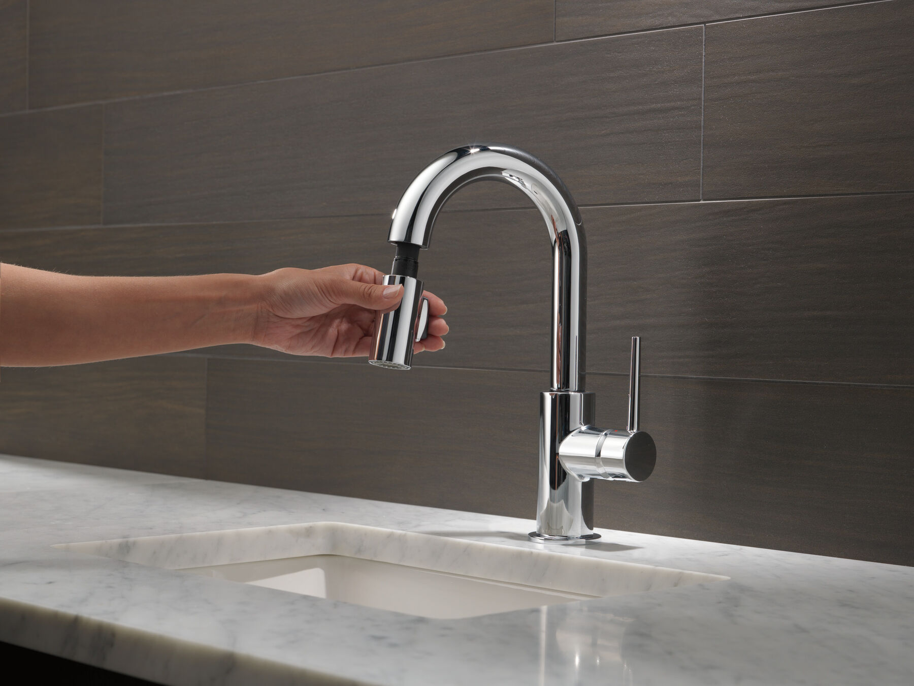 Llave para barra/encimera de cocina monomando extensible, giro limitado, imagen 2