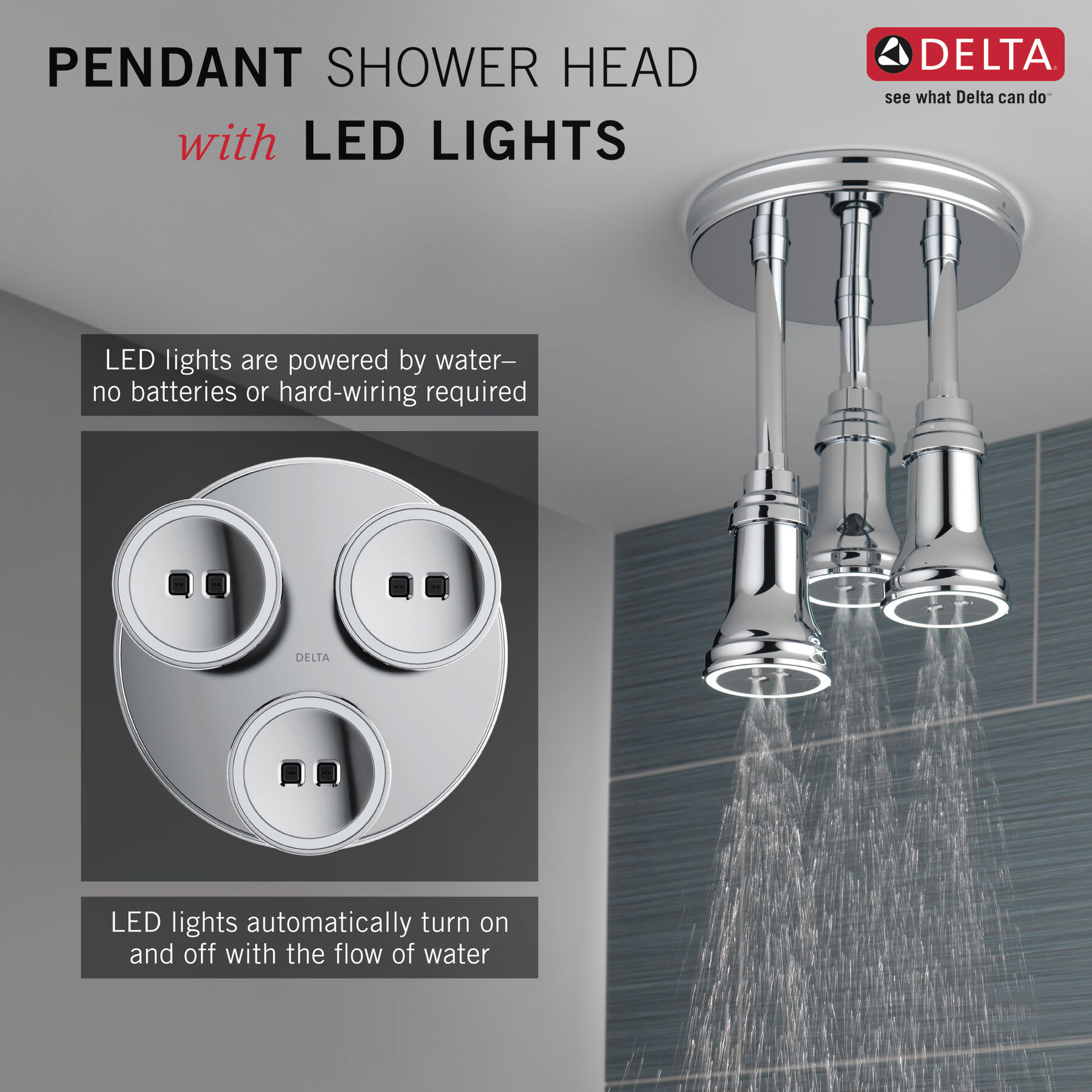 Regadera tipo lluvia colgante H<sub>2</sub>Okinetic® con luz de LED, imagen 2