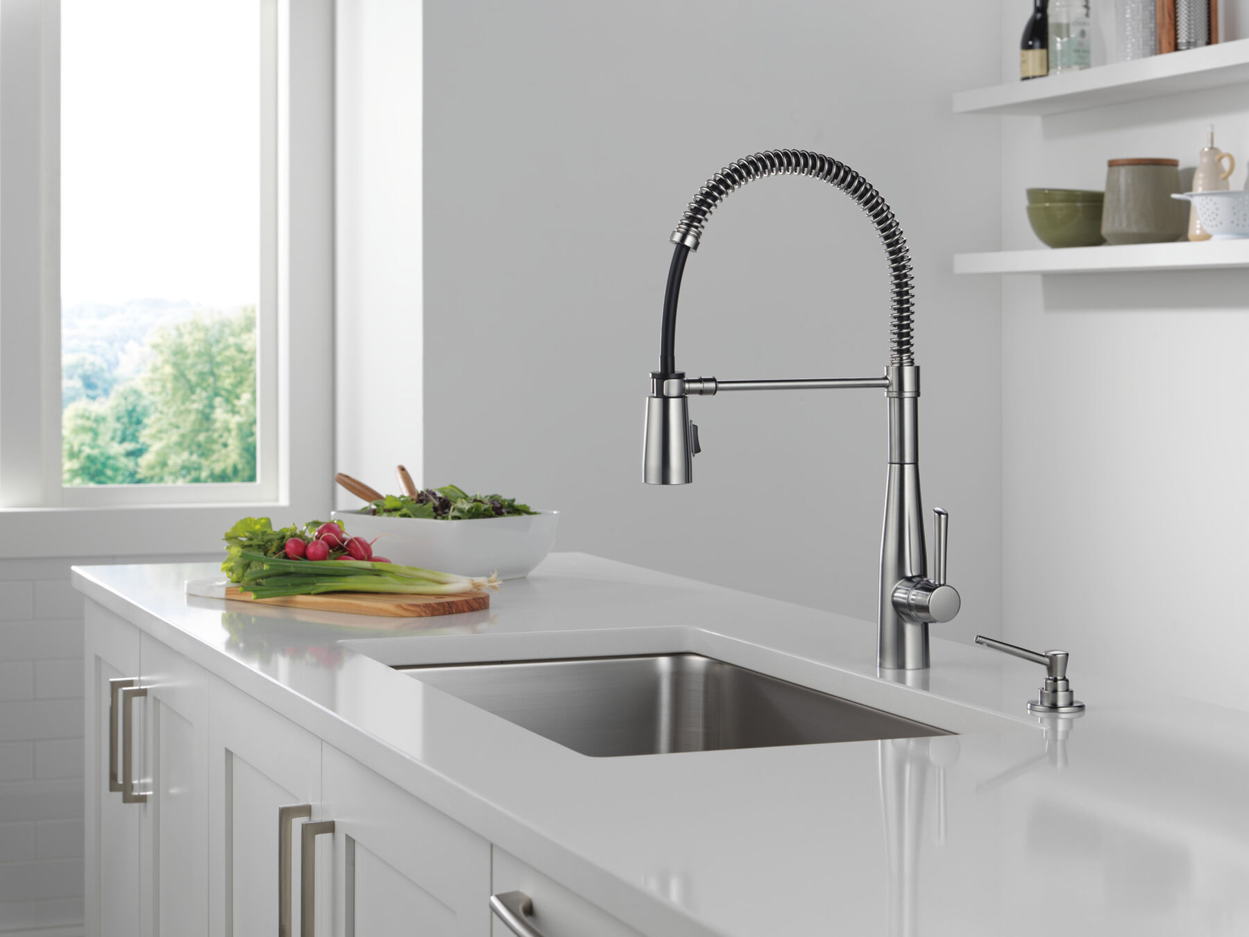 Single-Handle Pull-Down Spring Kitchen Faucet, image 7