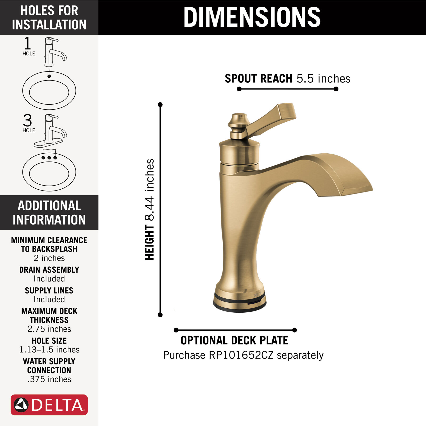 Touch2O® Bathroom Faucet with Touchless Technology, image 1
