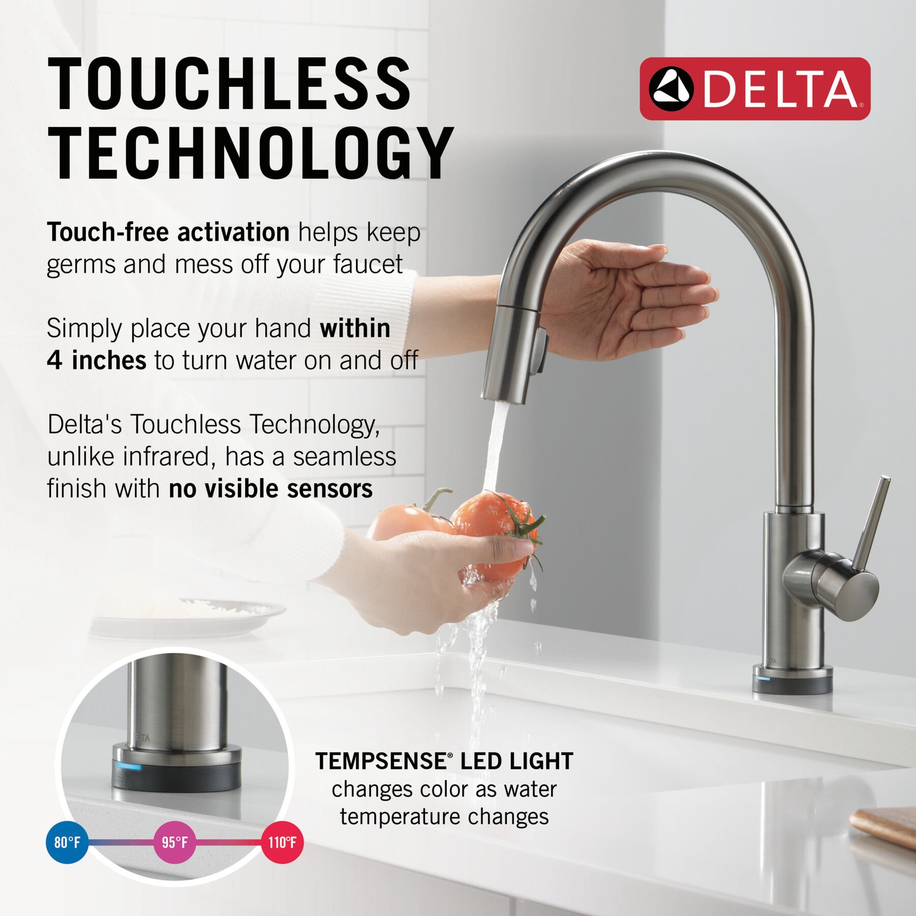 Touch2O with Touchless and VoiceIQ® Technology Single Handle Pull-Down Kitchen Faucet with Soap Dispenser, image 9