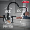 Llave para cocina tipo puente extensible con dos manijas