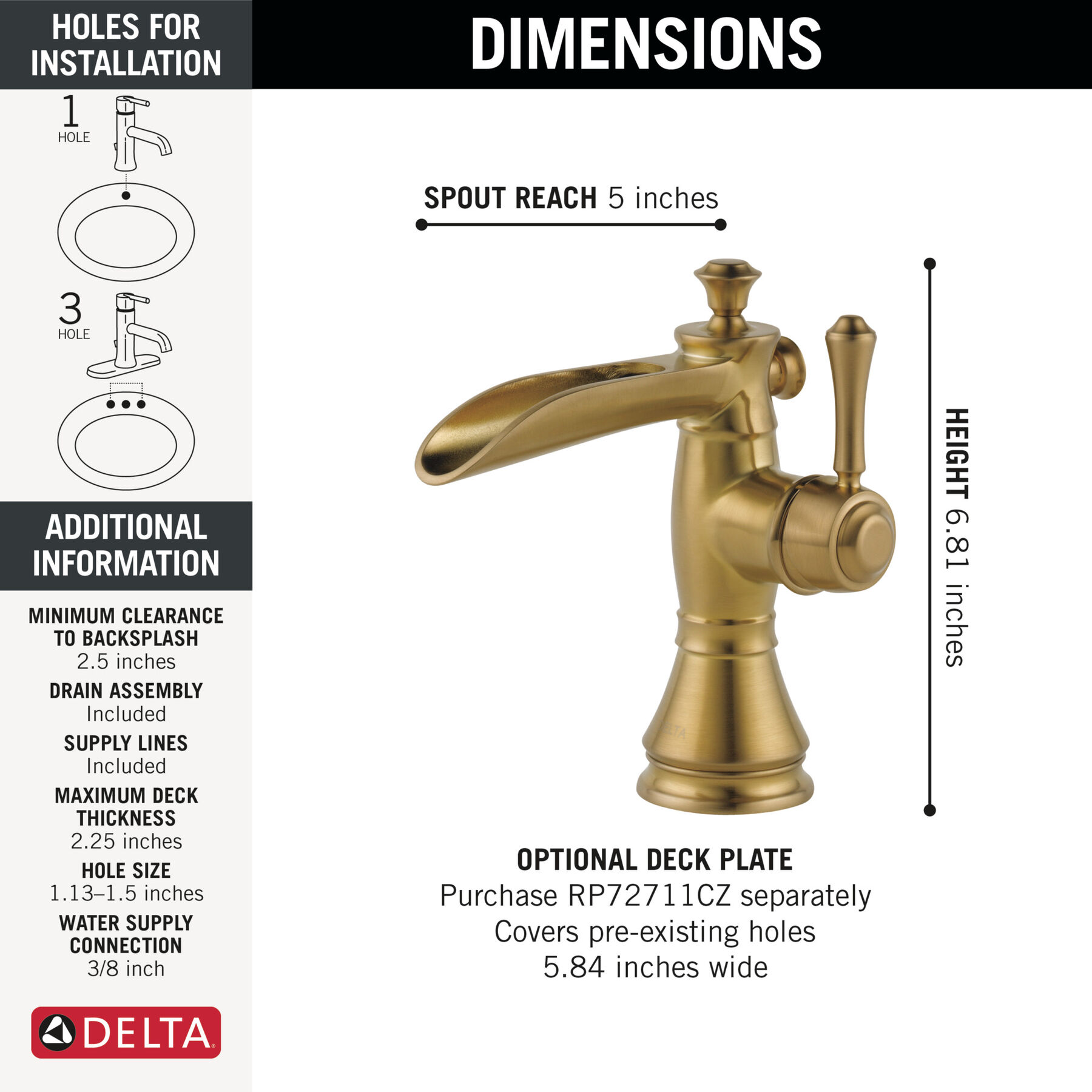 Llave para baño acanalada monomando, imagen 1