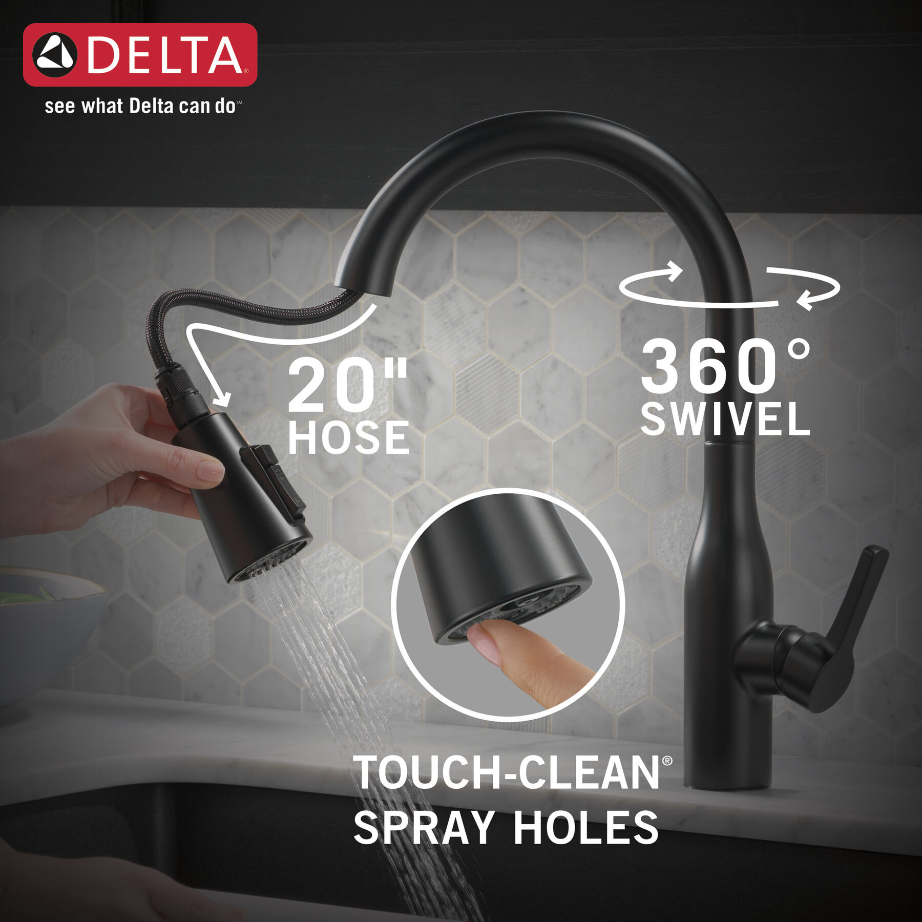 Llave para cocina monomando extensible con dispensador de jabón y tecnología ShieldSpray®, imagen 7