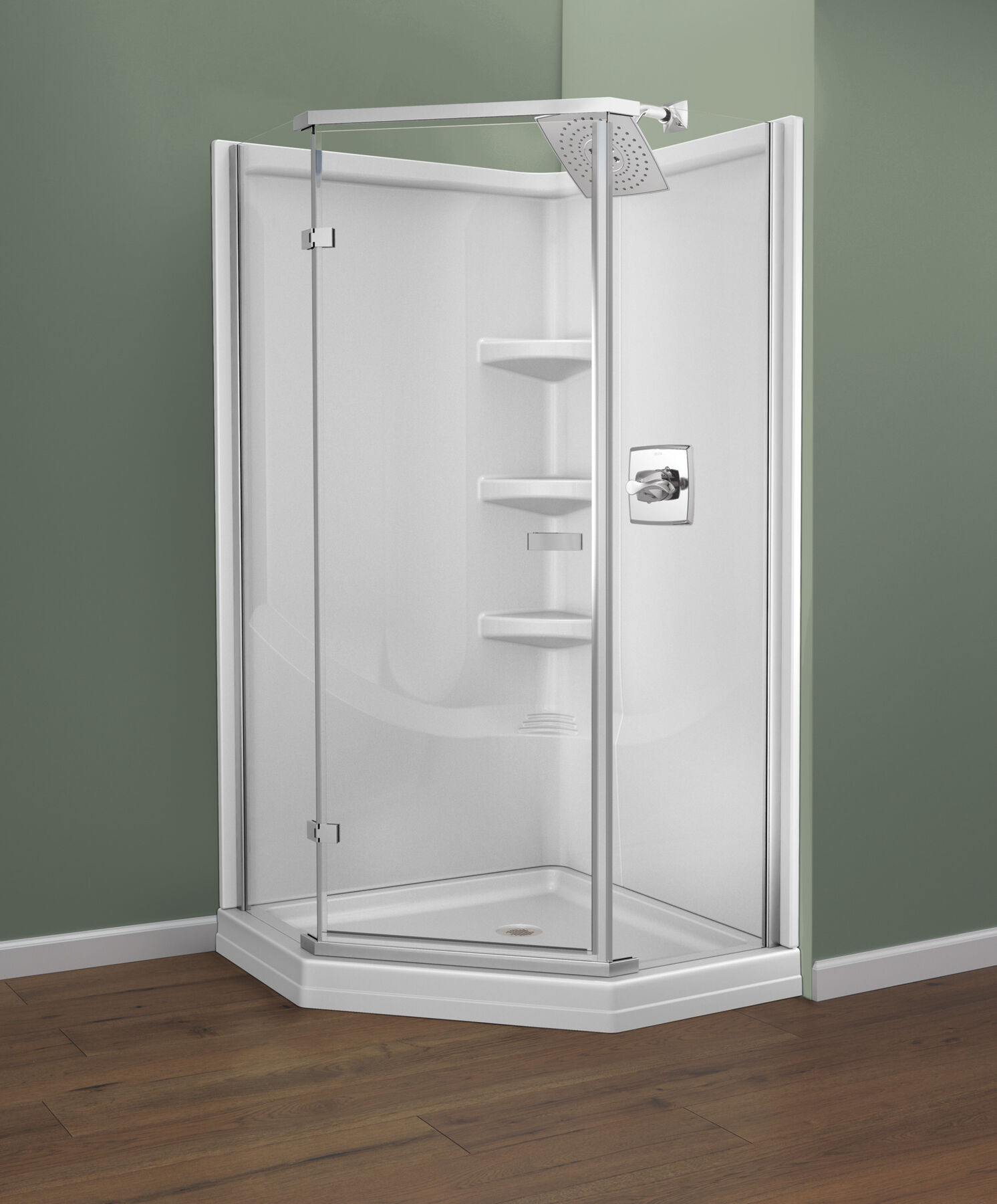 Shower Base with Wall and Enclosure Bundle, image 1