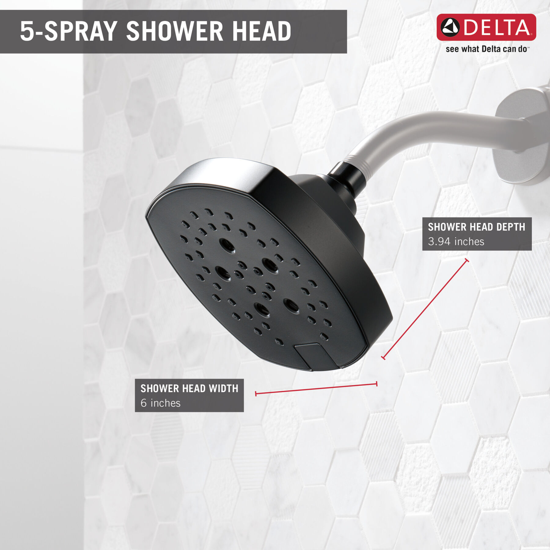 Cabezal de ducha de 5 ajustes H2O de 1.75 GPM (producto recertificado), imagen 3