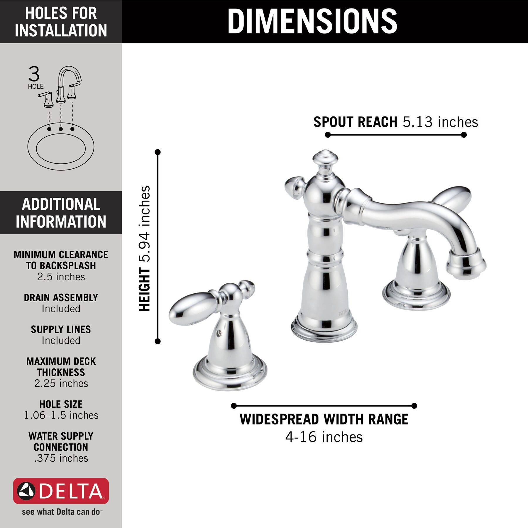 Llave para baño de extensión con dos manijas, imagen 3