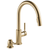 Llave de una manija con tubo de salida deslizable para cocina con dispensador de jabón