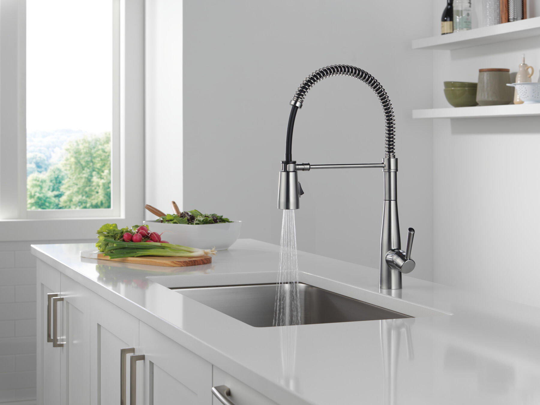 Single-Handle Pull-Down Spring Kitchen Faucet, image 9
