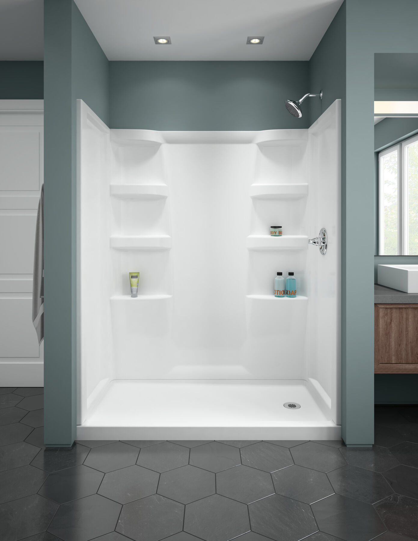 Base para ducha Haywood de 60" x 30" con desagüe derecho, imagen 2