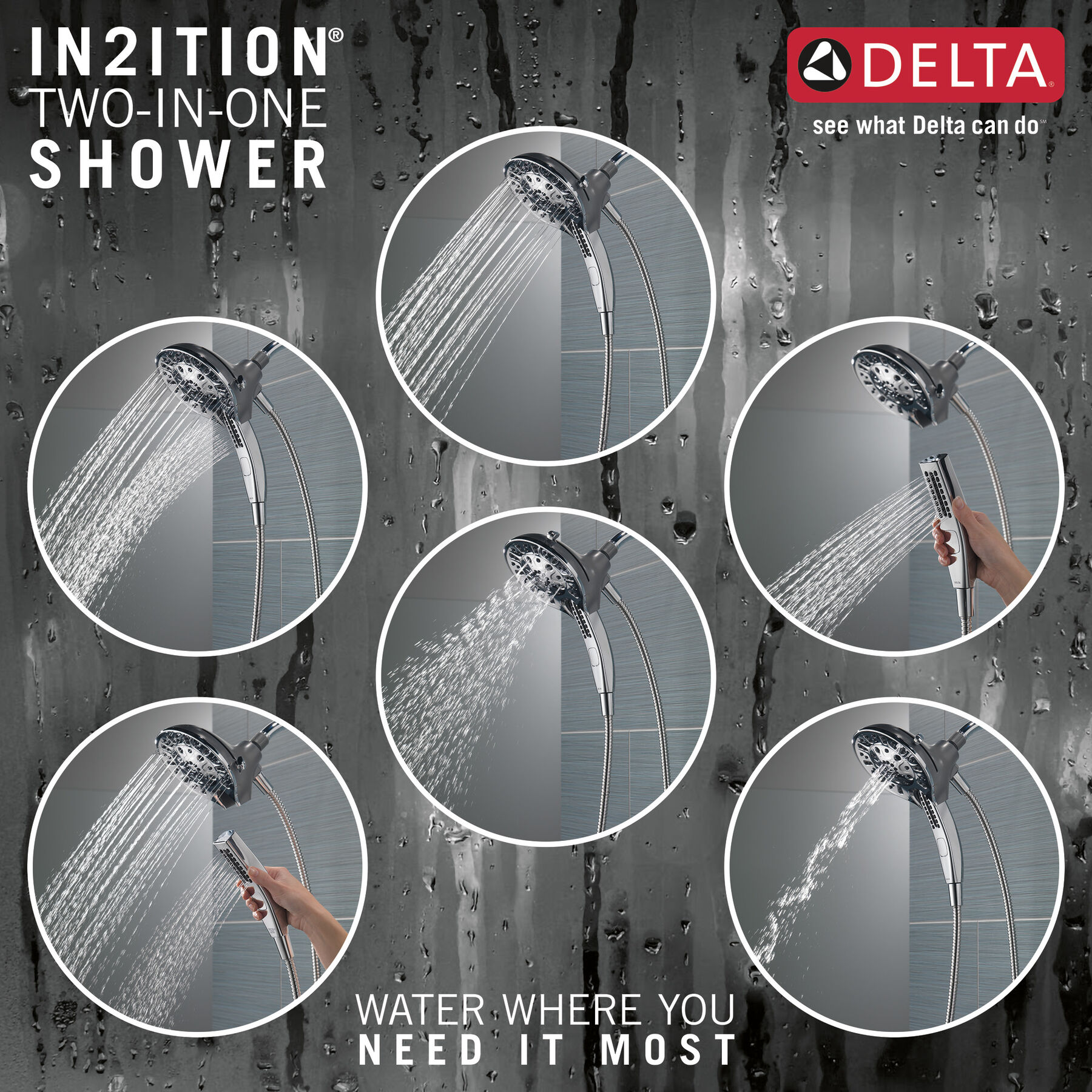 Ducha dos en uno H2Okinetic® In2ition® de 5 funciones, imagen 3