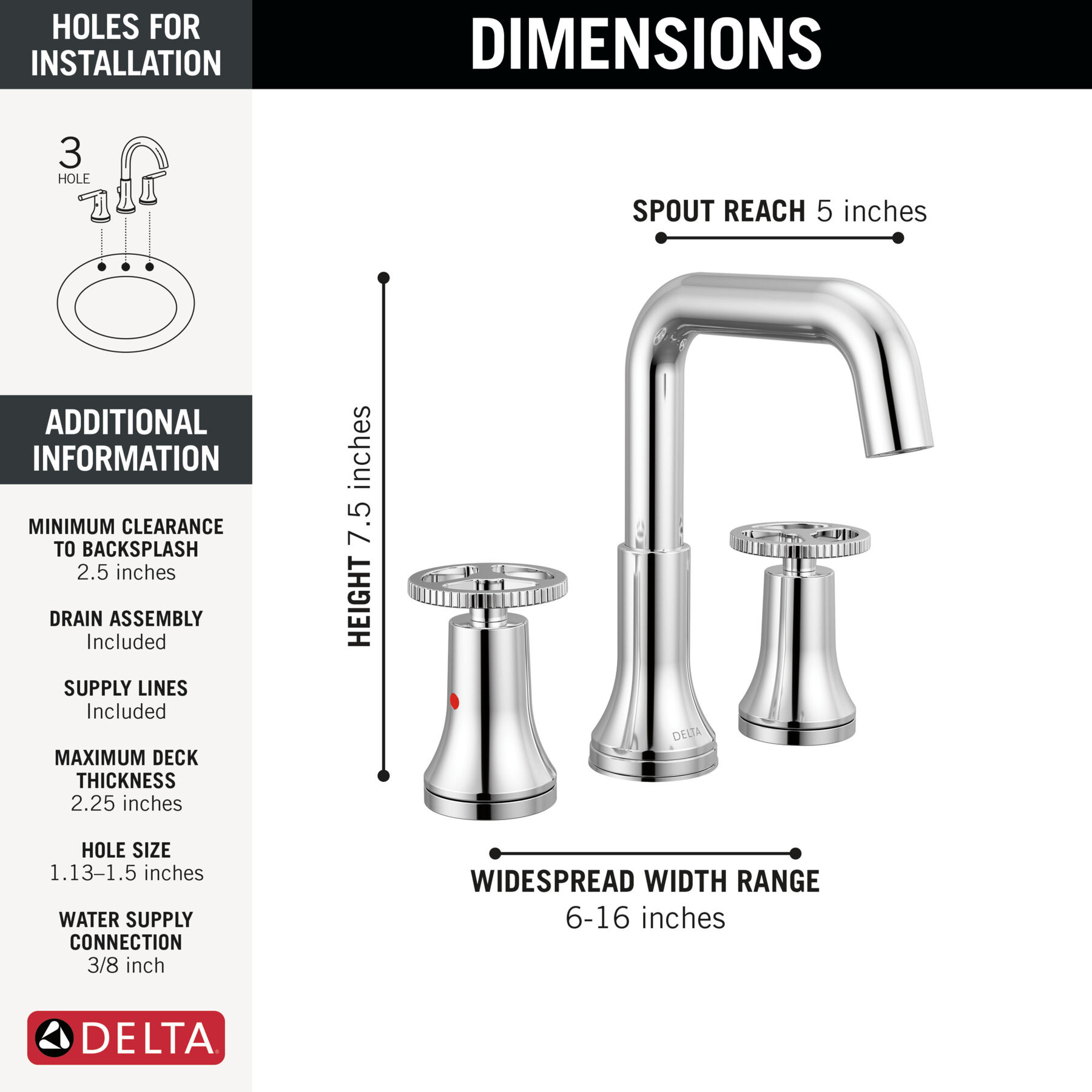 Llave para baño de extensión con dos manijas, imagen 1