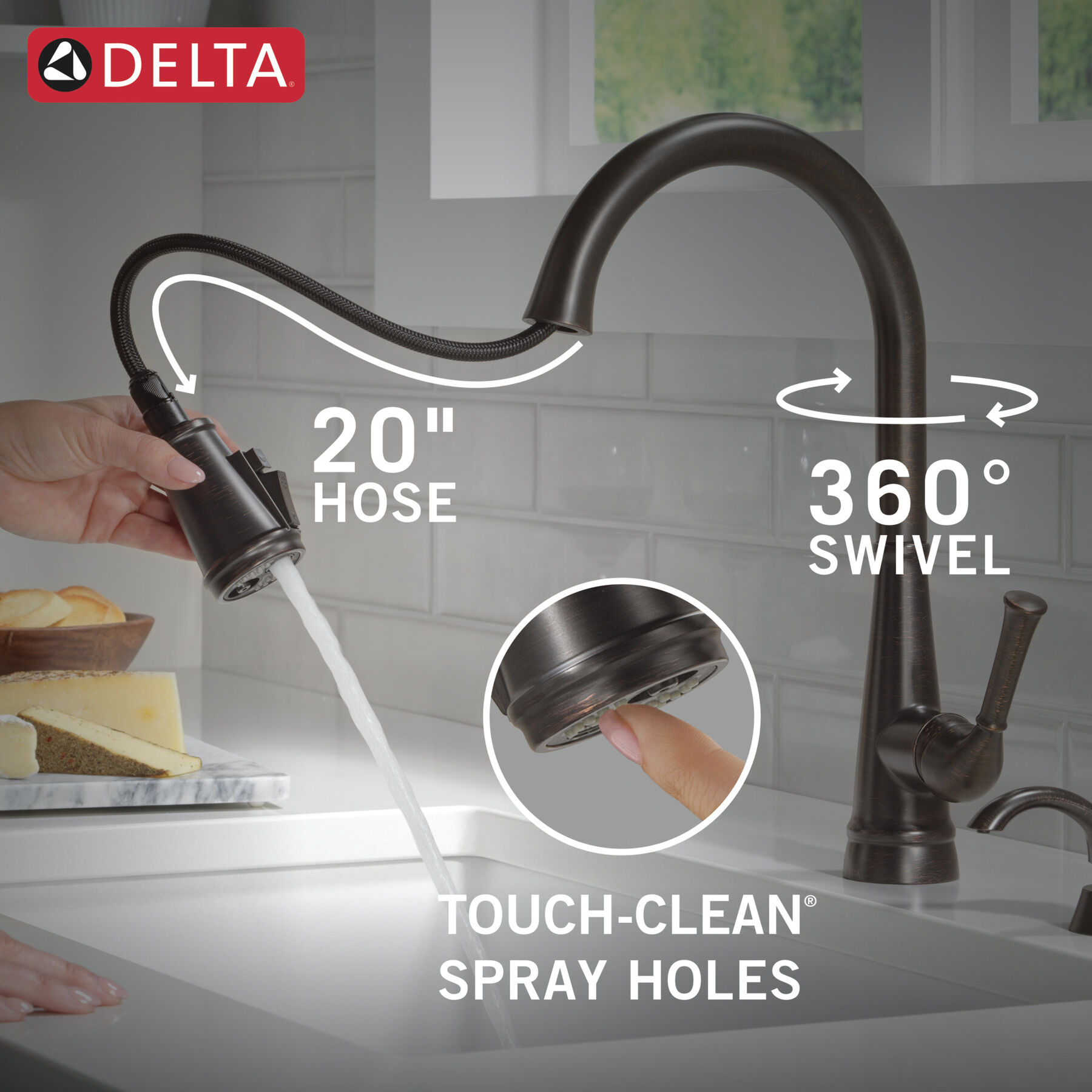 Llave para cocina monomando extensible con dispensador de jabón y tecnología ShieldSpray®, imagen 6