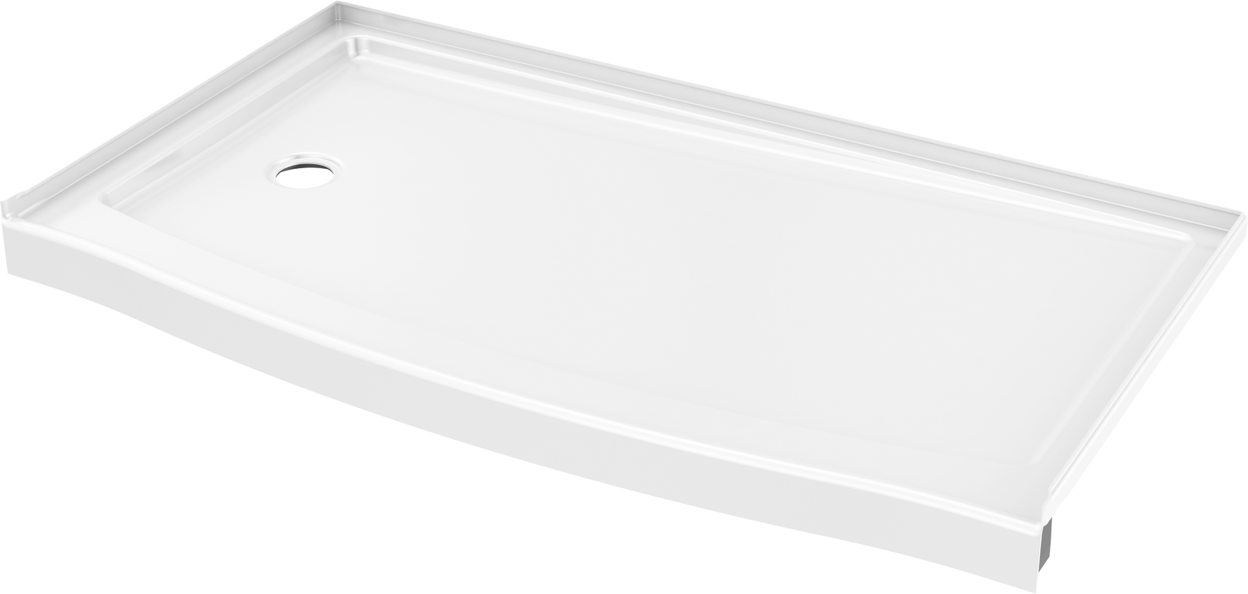 60 x 32" Curved Alcove Shower Base with Left Drain, image 10