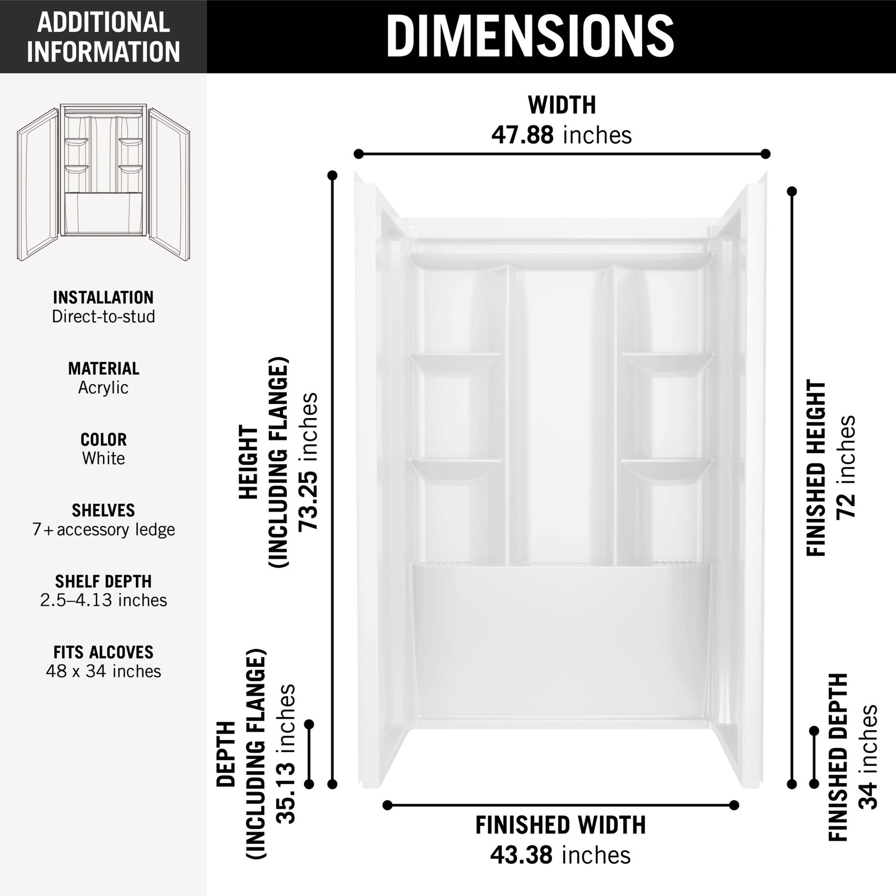EverEdge Shower Wall 48x34", image 7