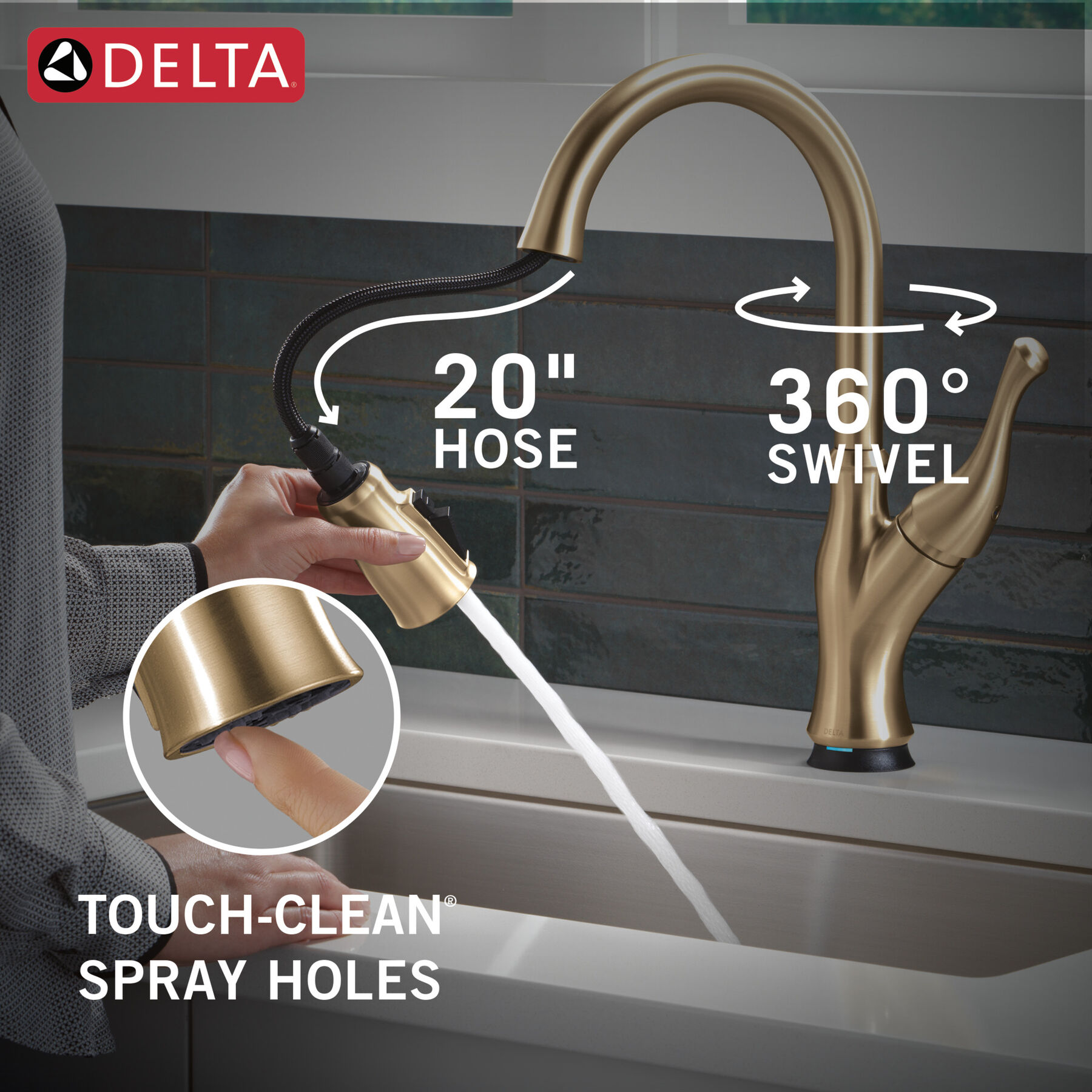 Touch<sub>2</sub>O® Technology Kitchen Faucet with Touchless Technology, image 9