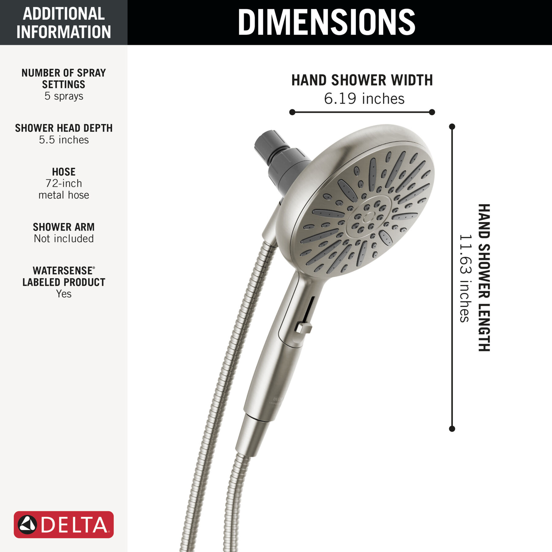 6-Setting SureDock® Magnetic Handshower - 1.75 GPM, image 7