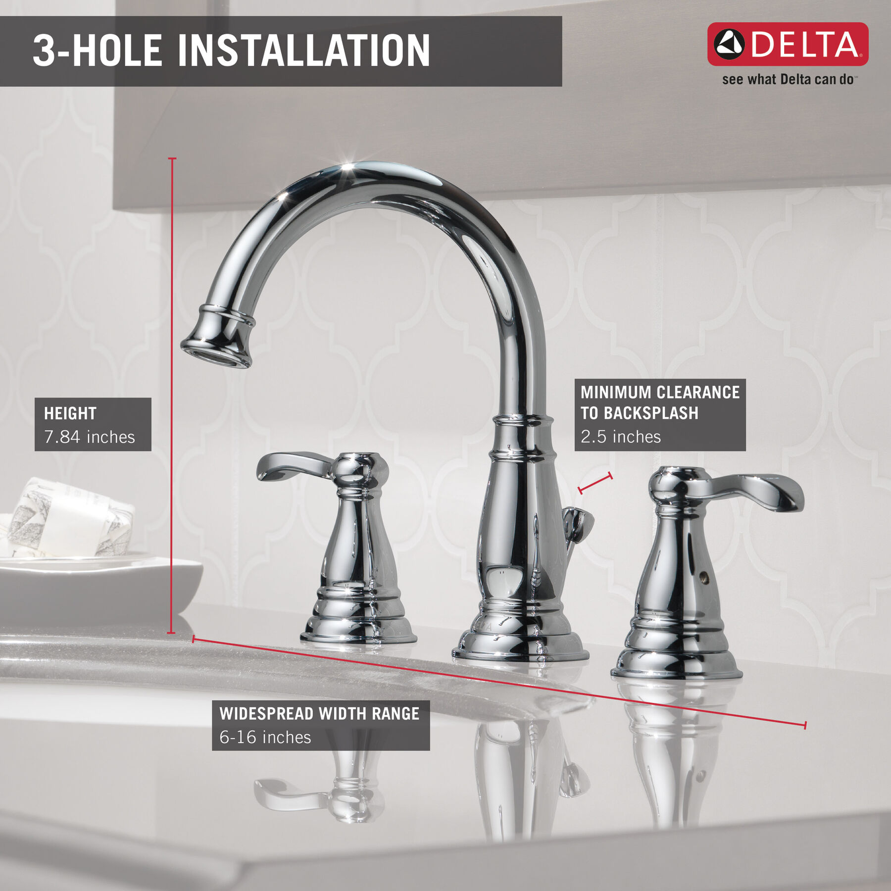 Llave para baño de extensión con dos manijas, imagen 5