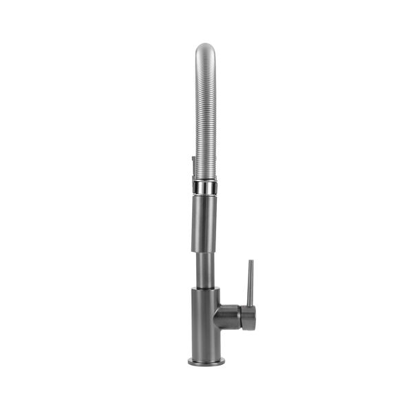 Llave para cocina extensible de una manija con tubo de salida con muelle