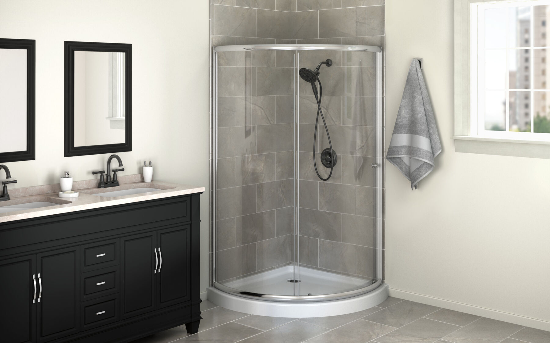 38x38 Corner Shower Bundle - Round, image 2