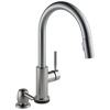 Single Handle Pull-Down Kitchen Faucet with Touch<sub>2</sub>O® Technology Technology and Soap Dispenser