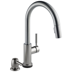 Single Handle Pull-Down Kitchen Faucet with Touch<sub>2</sub>O® Technology Technology and Soap Dispenser