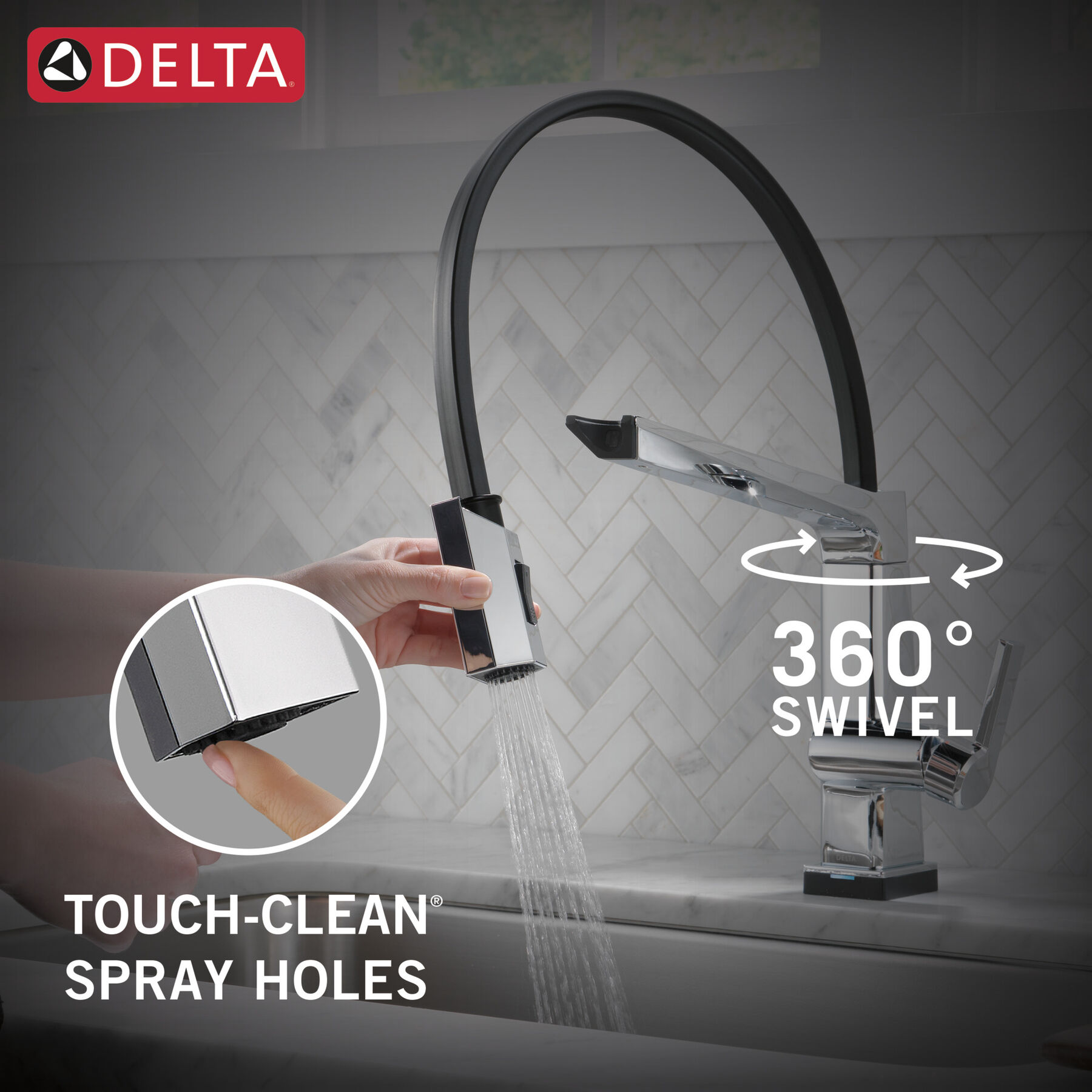 Llave para cocina monomando con manguera expuesta y tecnología Touch<sub>2</sub>O, imagen 4