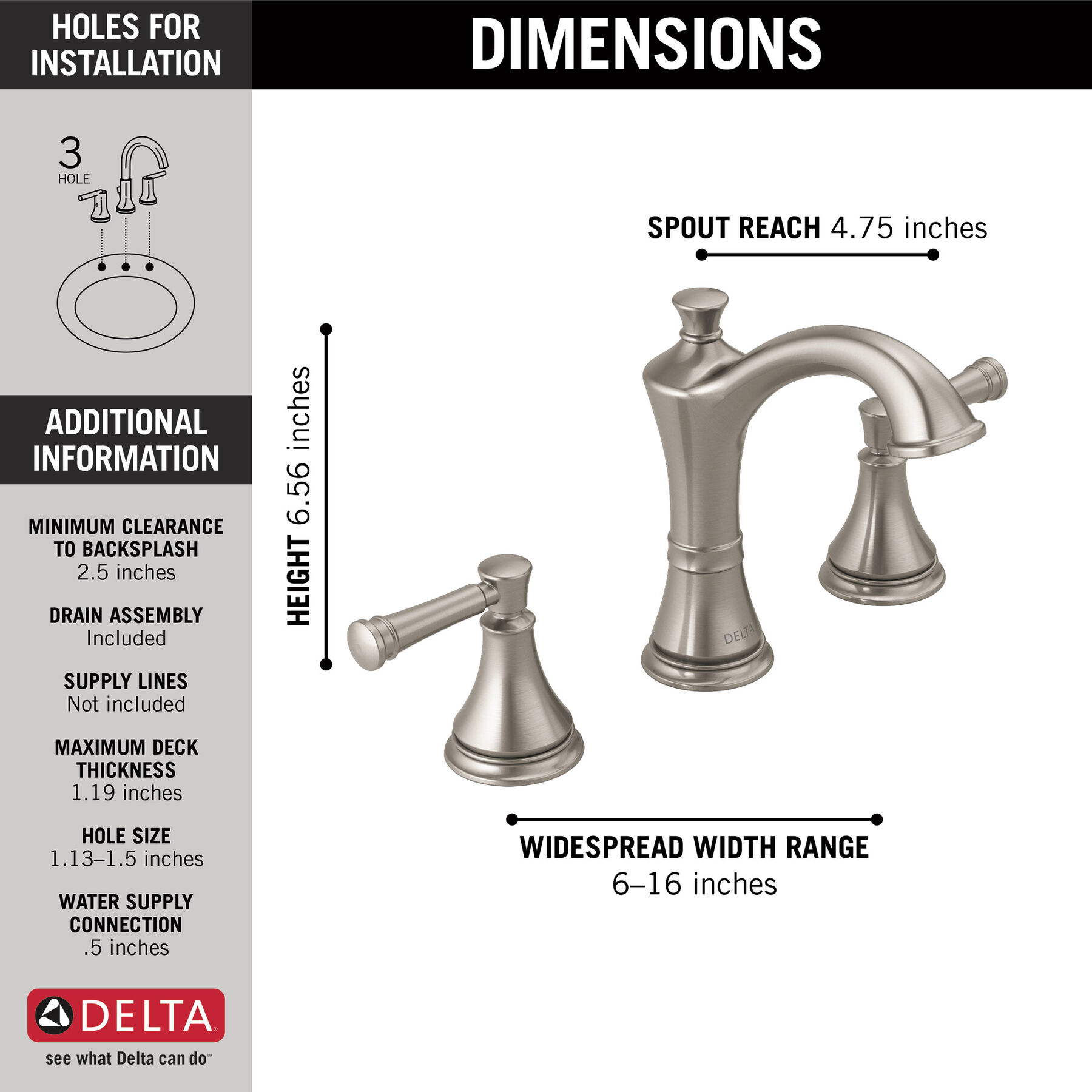 Llave para baño de extensión con dos manijas, imagen 1
