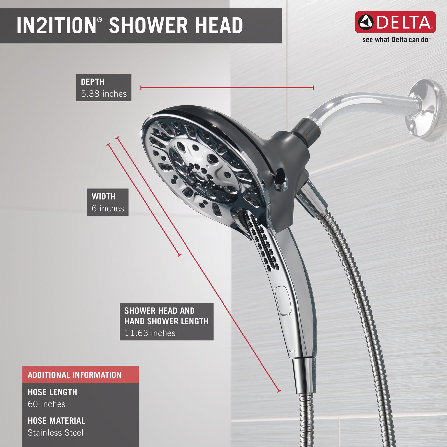 Ducha dos en uno H2Okinetic® In2ition® de 5 funciones, imagen 15