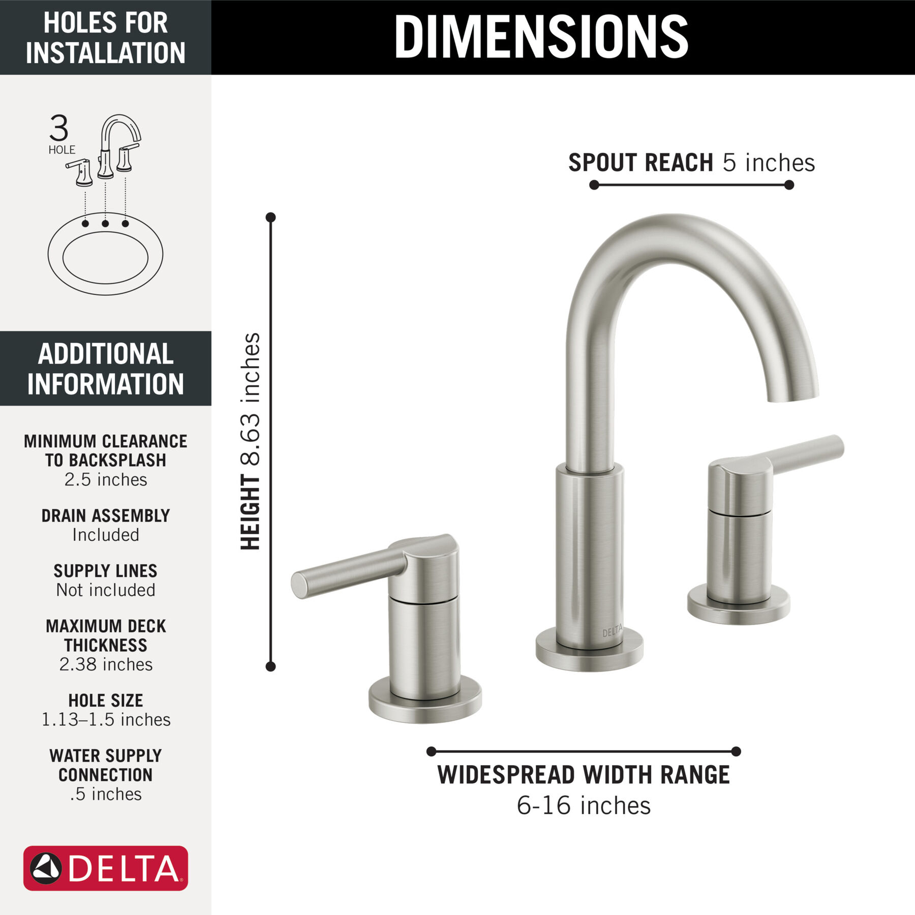 Widespread Lavatory Faucet with Tub Shower Trim Bundle - 14 Series, image 1