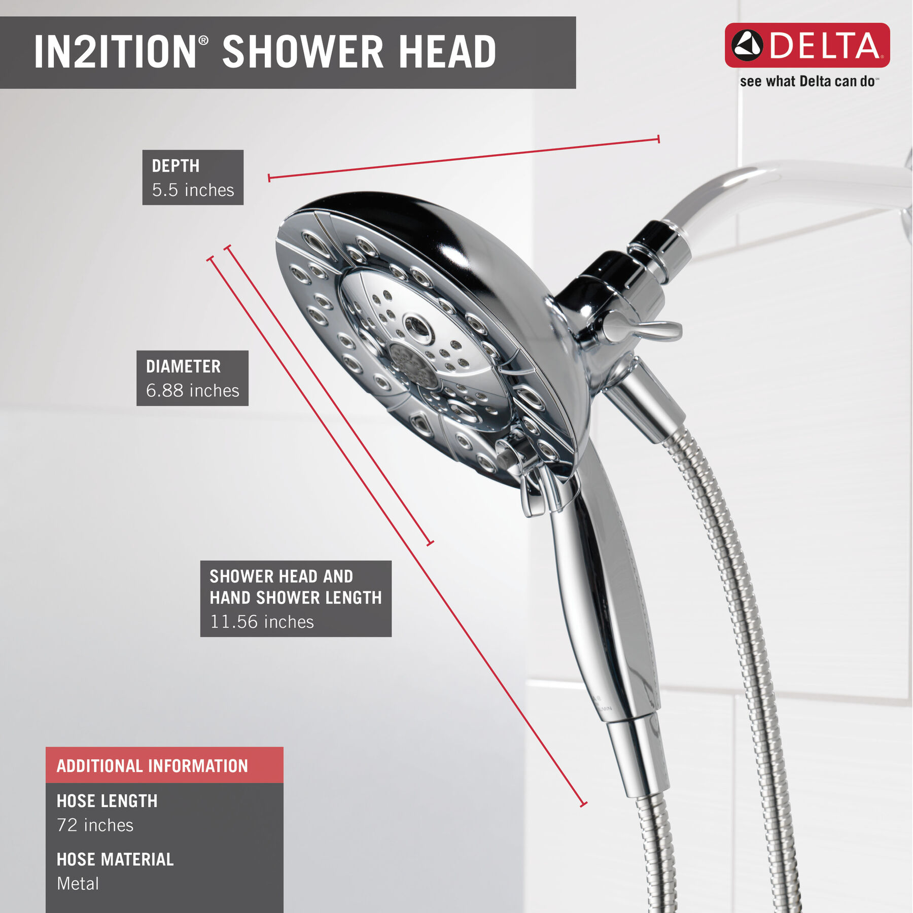Ducha dos en uno H2Okinetic® In2ition® de 5 funciones con MagnaTite, imagen 3