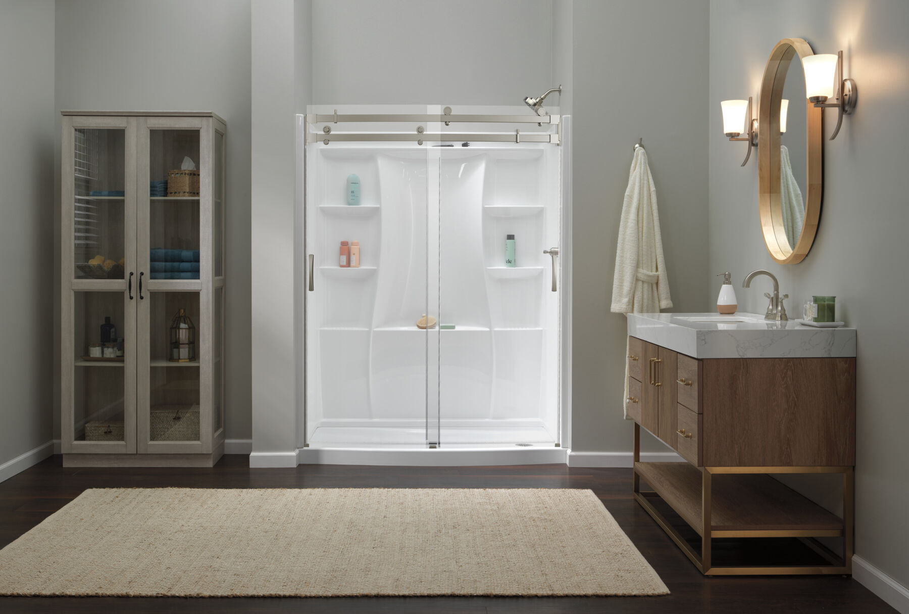 60 x 32" Curved Alcove Shower Base with Right Drain, image 6