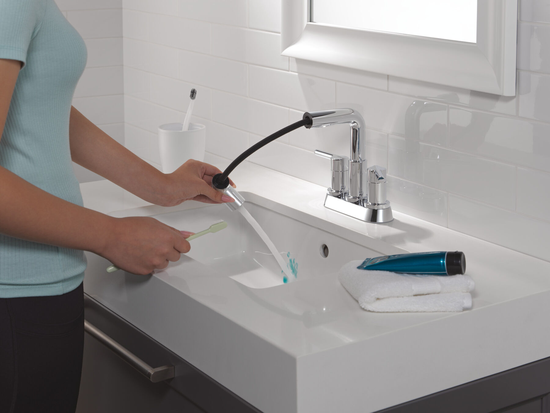 Llave para baño extensible de combinación de dos manijas, imagen 6