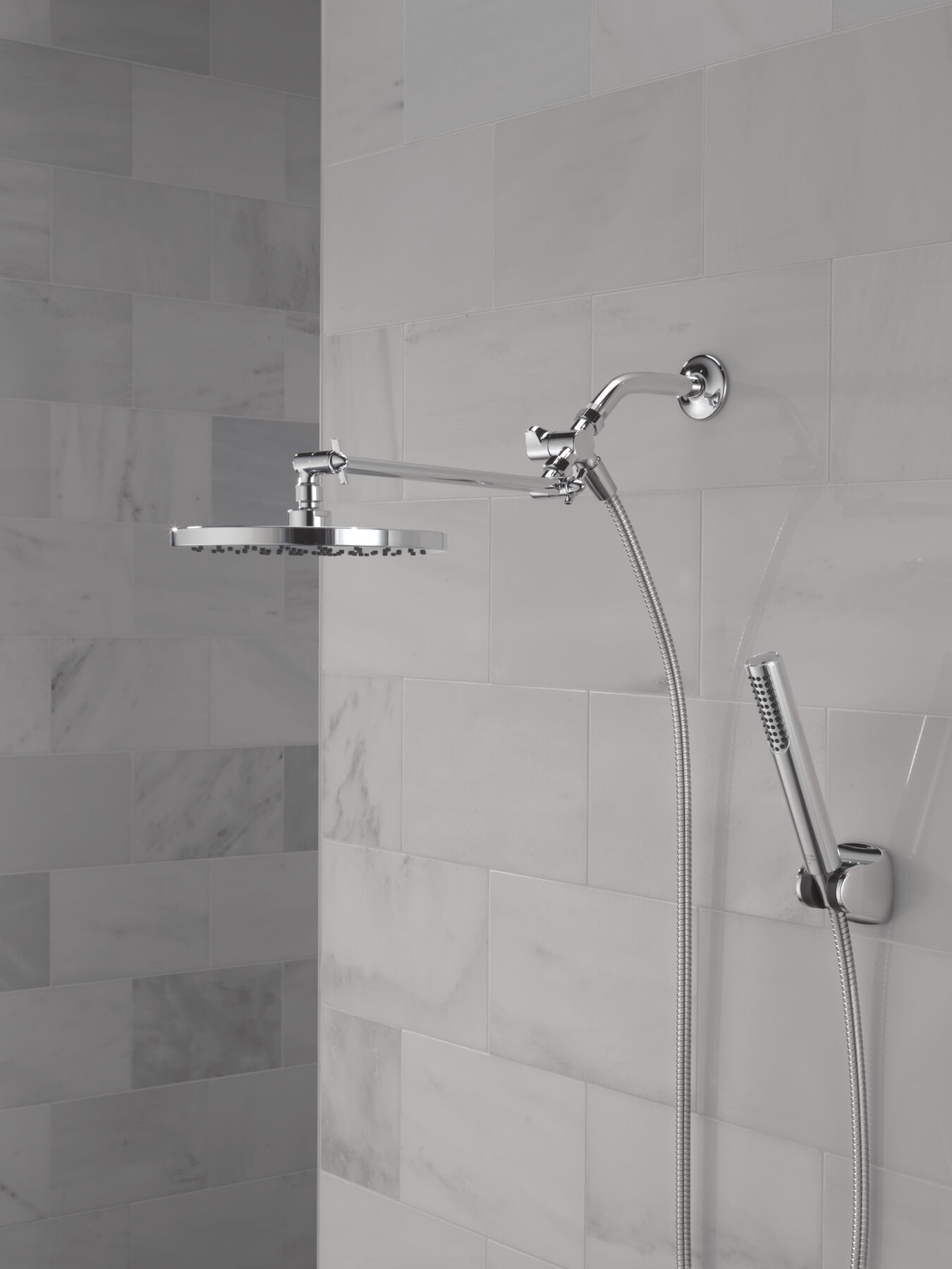 Adjustable Raincan Shower Head with Hand Shower, image 2