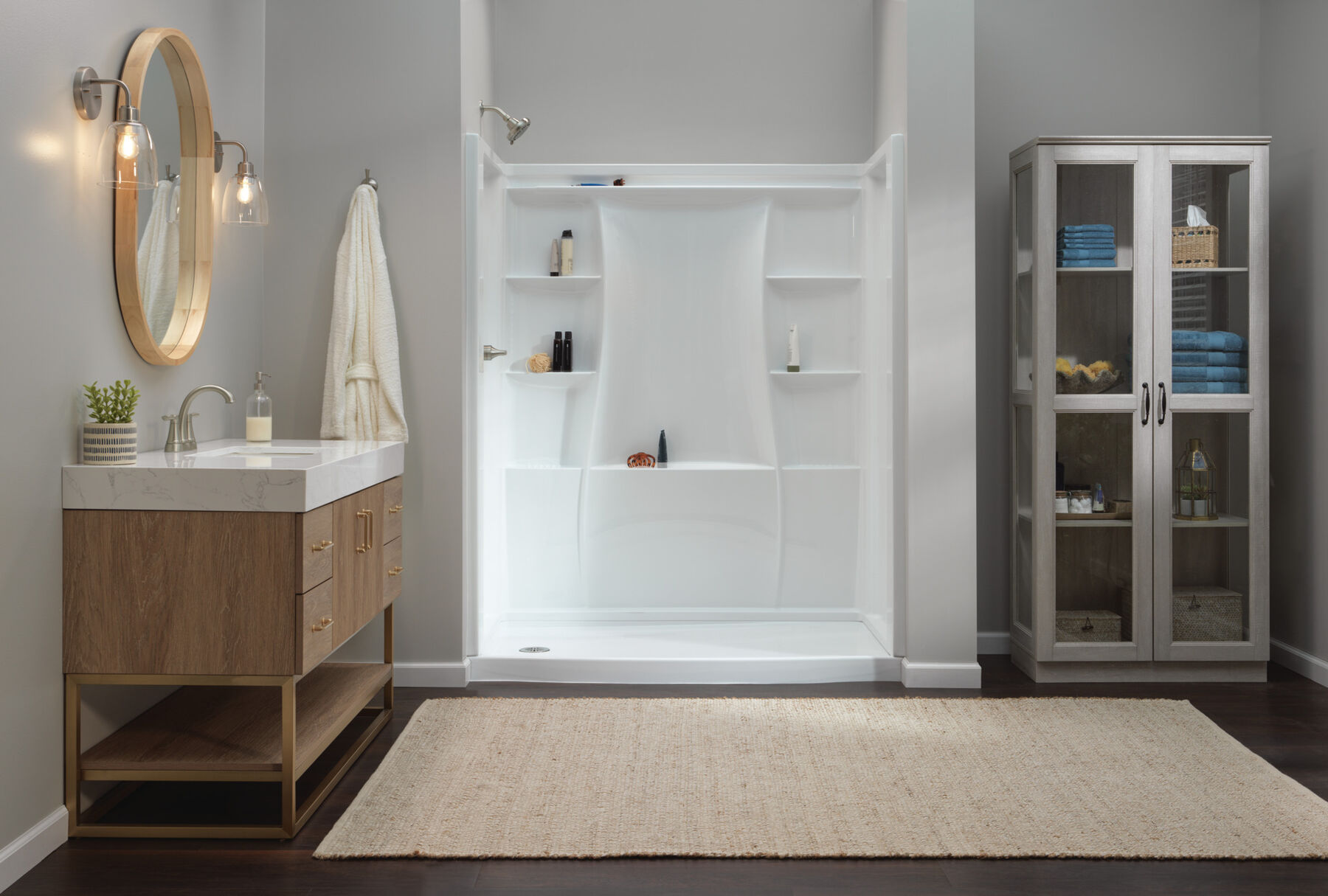 60x32 Alcove Shower Bundle without Door - Left Drain, image 2