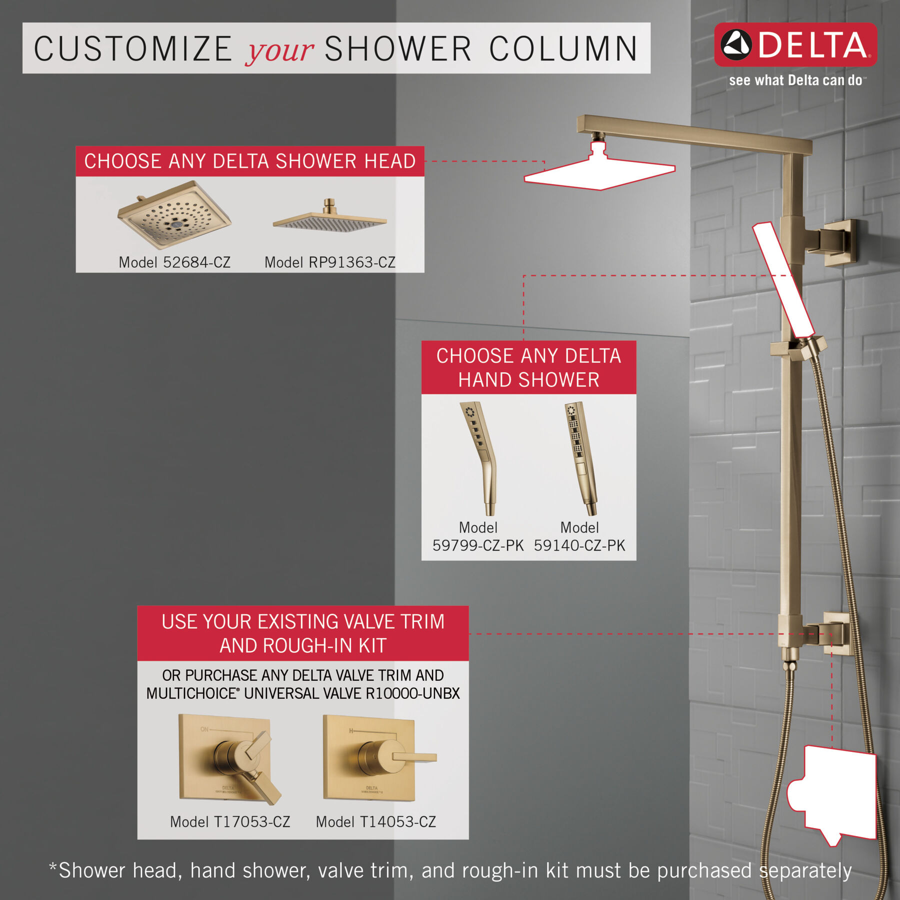 Shower Column 18" Angular (Recertified), image 1