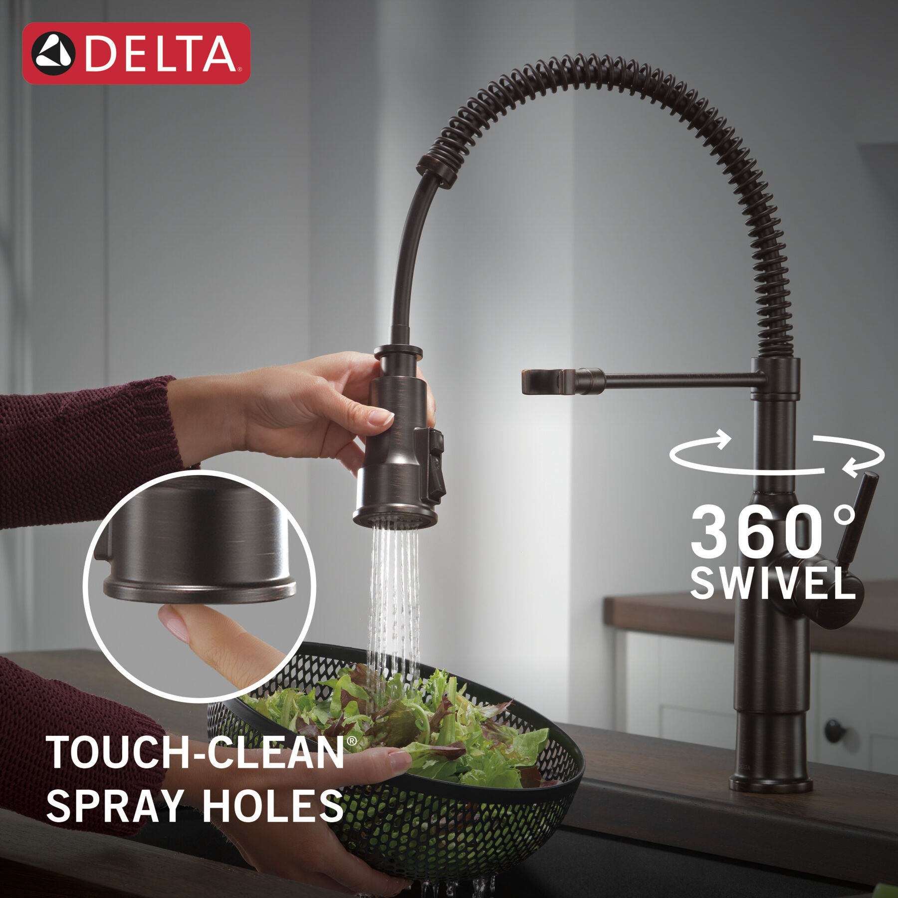 Single-Handle Pull-Down Spring Kitchen Faucet, image 6
