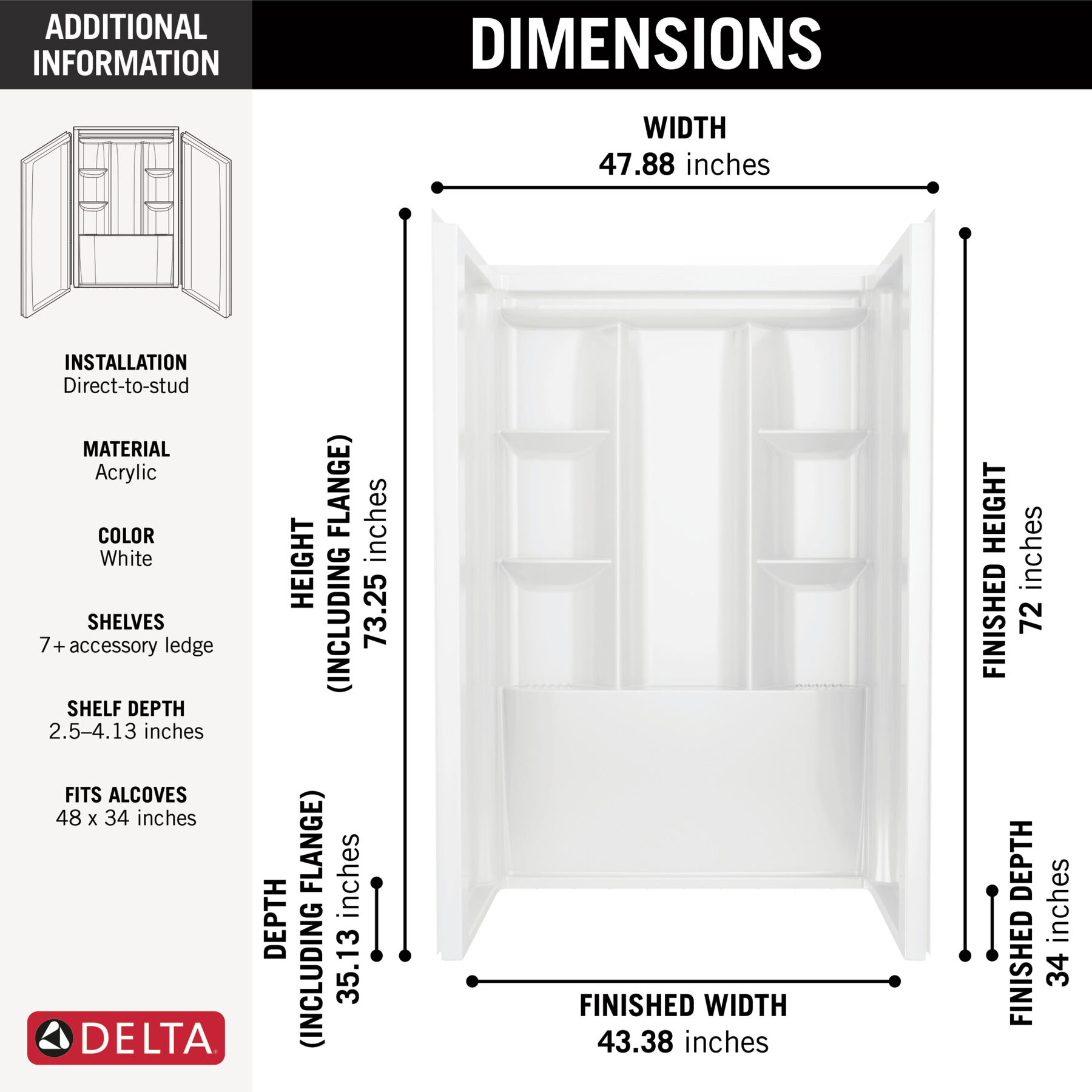 EverEdge Shower Wall 48x34", image 6