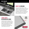 Lavabo de cocina tipo estación de trabajo con dos receptáculos de acero inoxidable 50/50 calibre 16 de 33" de montaje superior encastrado, con reborde WorkFlow™ y accesorios