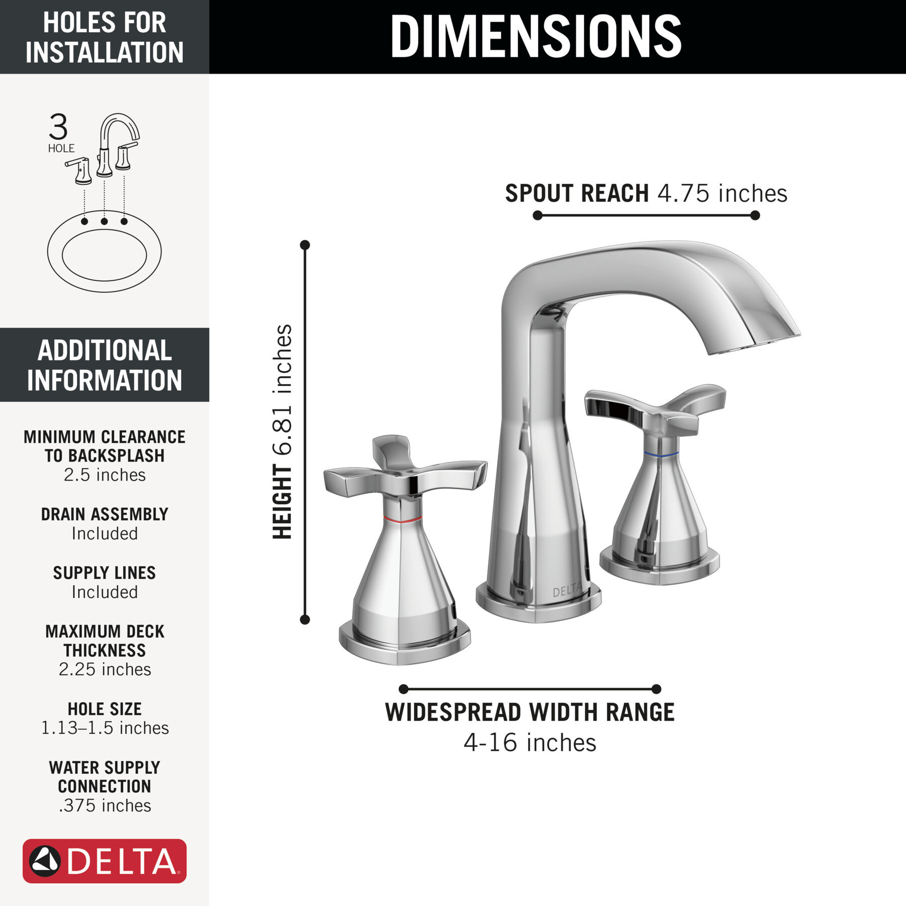 Llave para baño de extensión con dos manijas, imagen 1