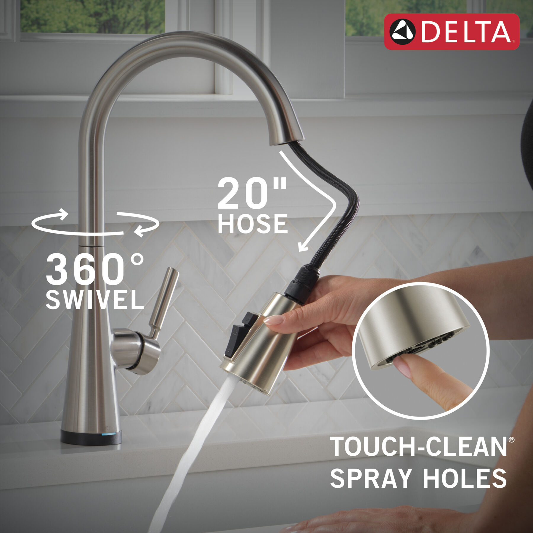 Llave para cocina monomando extensible con tecnologías Touch<sub>2</sub>O® y ShieldSpray®, imagen 7