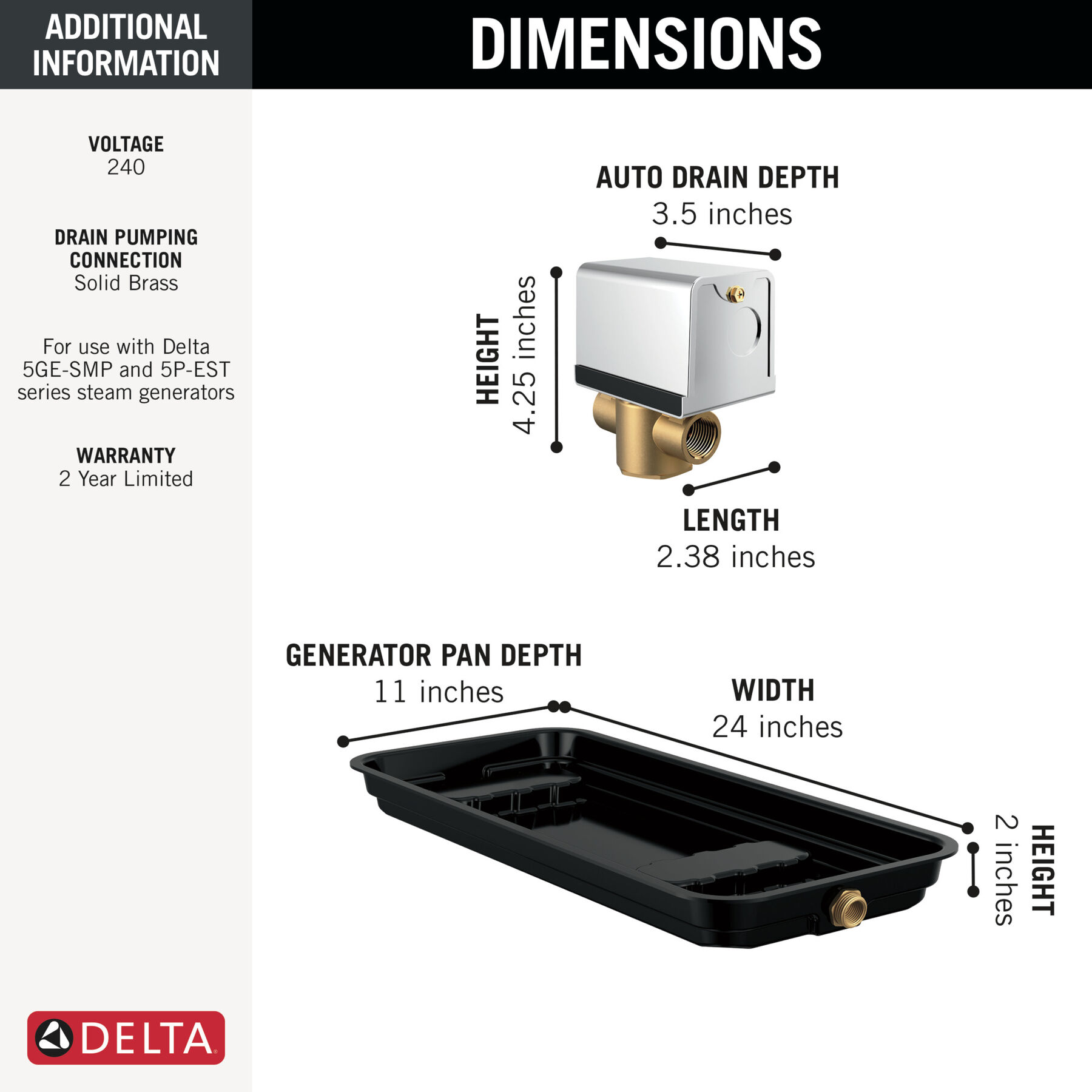 Generator Pan and Auto Drain - 240v, image 1