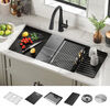 32” Workstation Kitchen Sink Undermount 16 Gauge Stainless Steel Single Bowl with WorkFlow™ Ledge and Accessories
