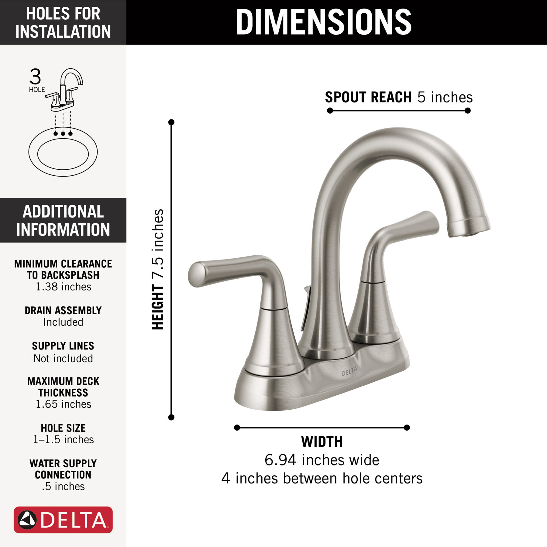 Llave para baño de combinación con dos manijas, imagen 1
