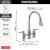Llave para cocina tipo puente extensible con dos manijas